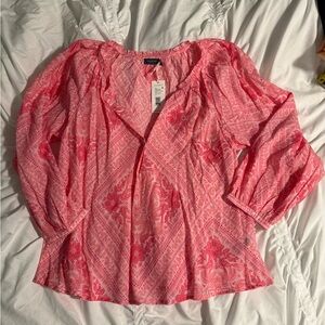 Vineyard Vines Pink Floral Blouse